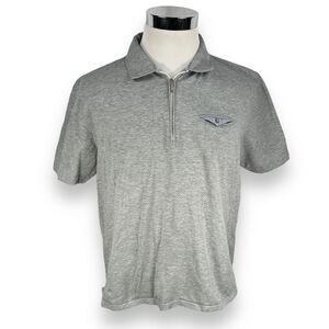 Raffi 1/4 Zip Polo Shirt Mens XL Gray 100% Cotton Short Sleeve Pullover Collar